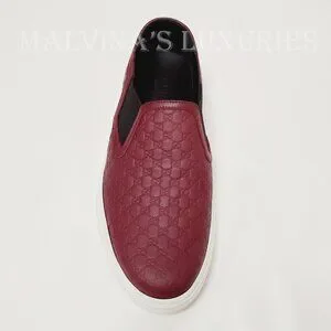 GUCCI SHOES RED MICROGUCCISSIMA LEATHER SLIP ON SNEAKERS Size 8.5 Europe Size GUCCI Women main image 4